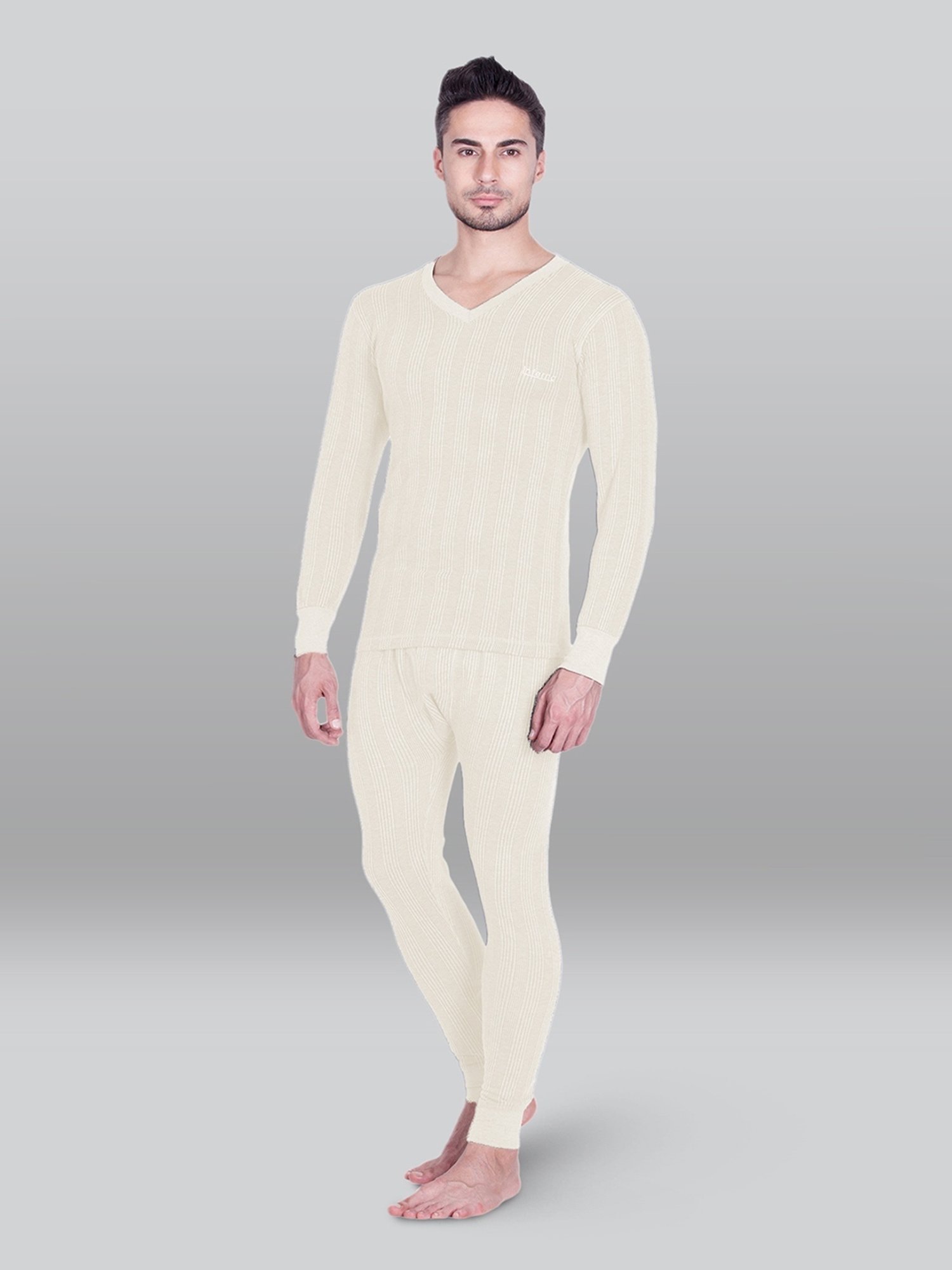 LUX Inferno White Skinny Fit Striped Thermal Top - Pack of 2