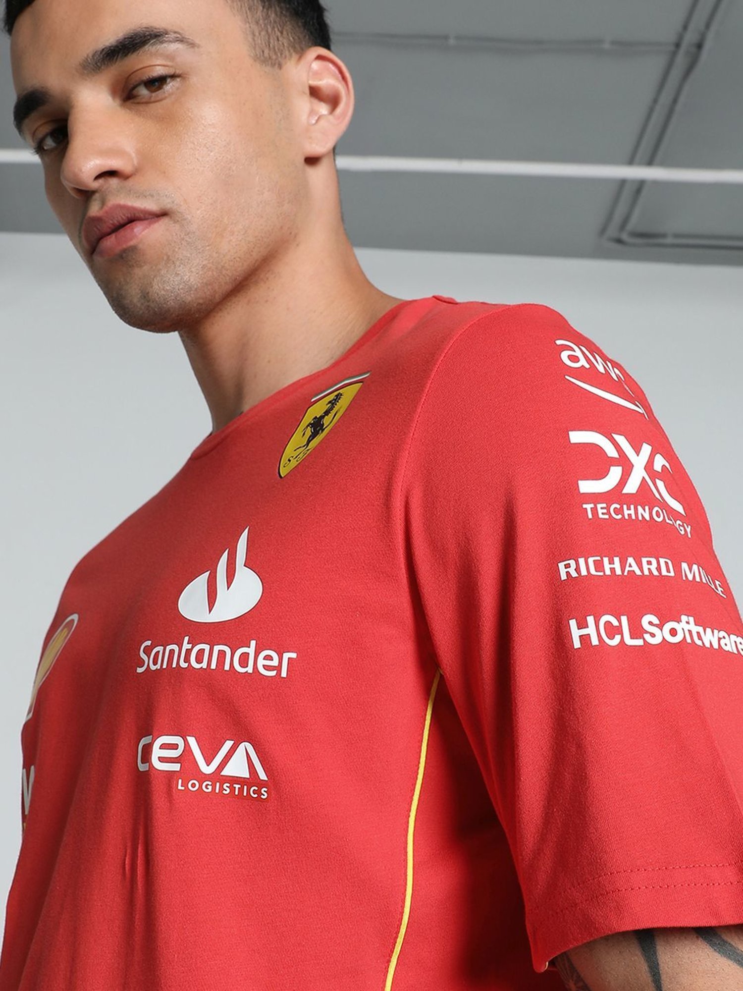 Puma Red Cotton Regular Fit Printed T-Shirt