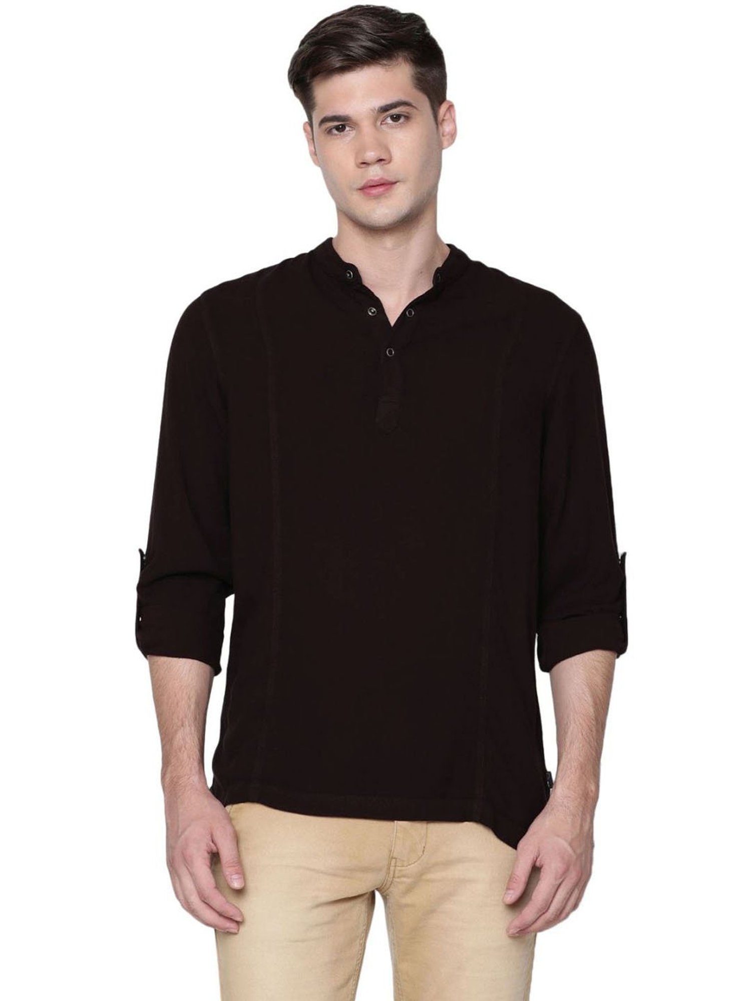 Identiti Wine Tapered Fit Short Kurta