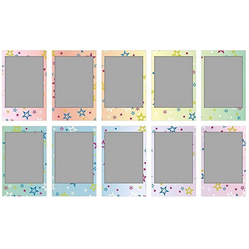 Instax Mini 5 Pack Bundle Includes Stained Glass, Comic, Stripe, Shiny Star, Airmail. 10 sheets X 5 Pack = 50 Sheets.