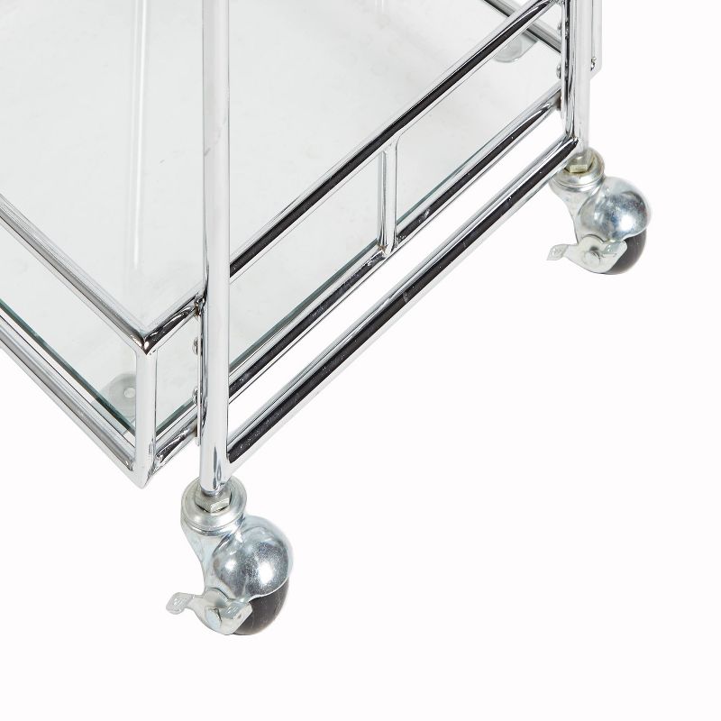 Square Metal and Glass Bar Serving Cart Black - Silverwood