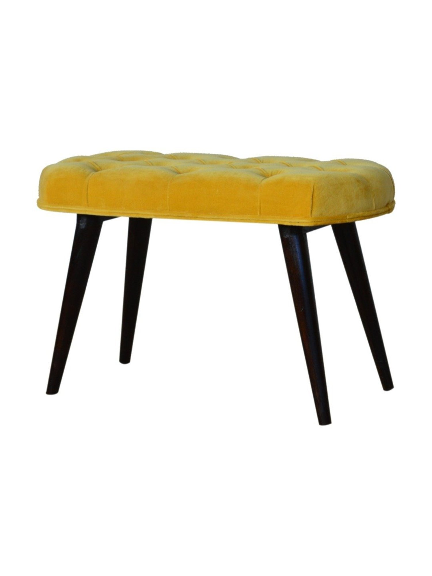 Artisan Furniture Brown Cotton Velvet Deep Button Bench Brown Finish