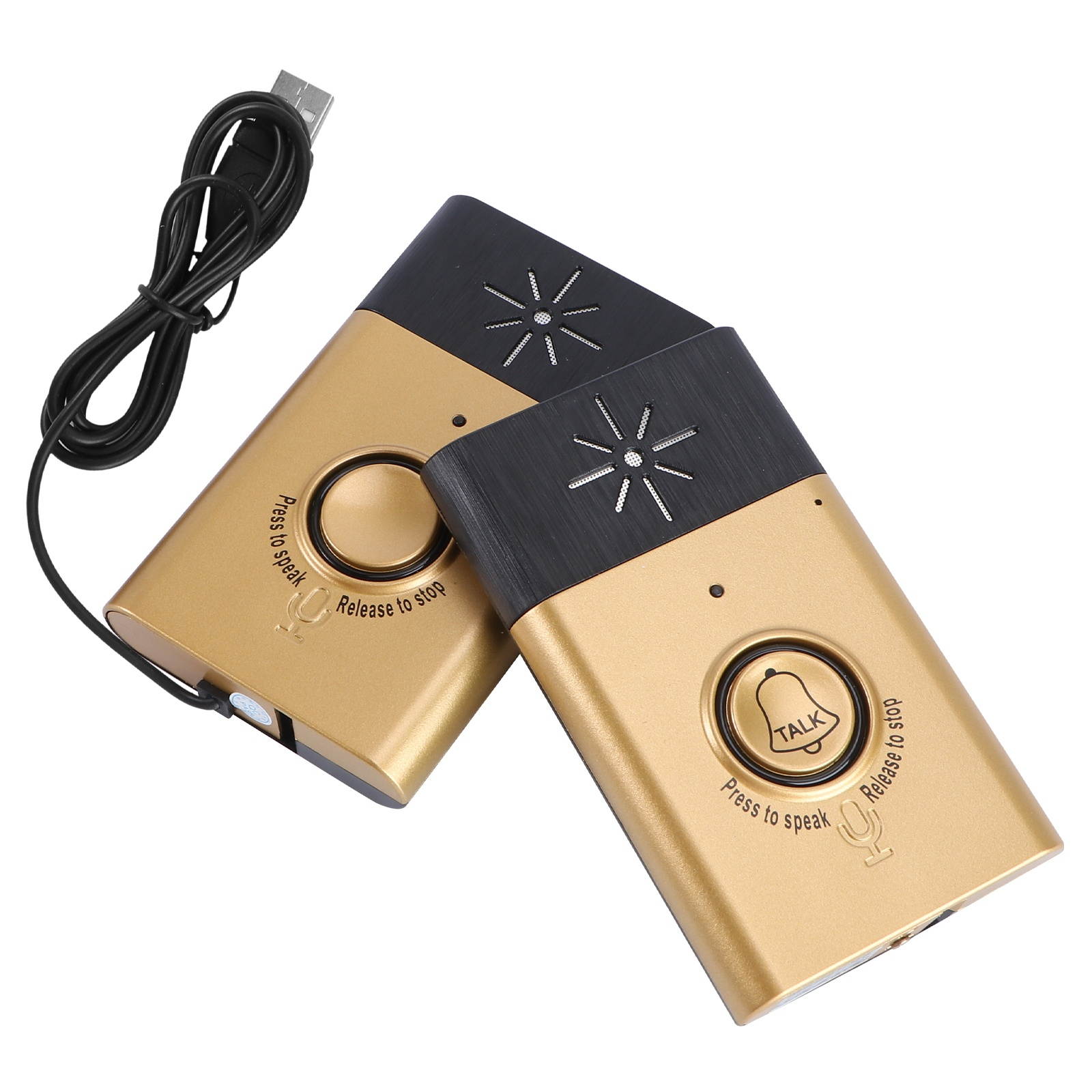 2.4G Wireless Intercom Doorbell Wireless Voice Two-Way Portable Walkie-talkie Doorbell (Gold)