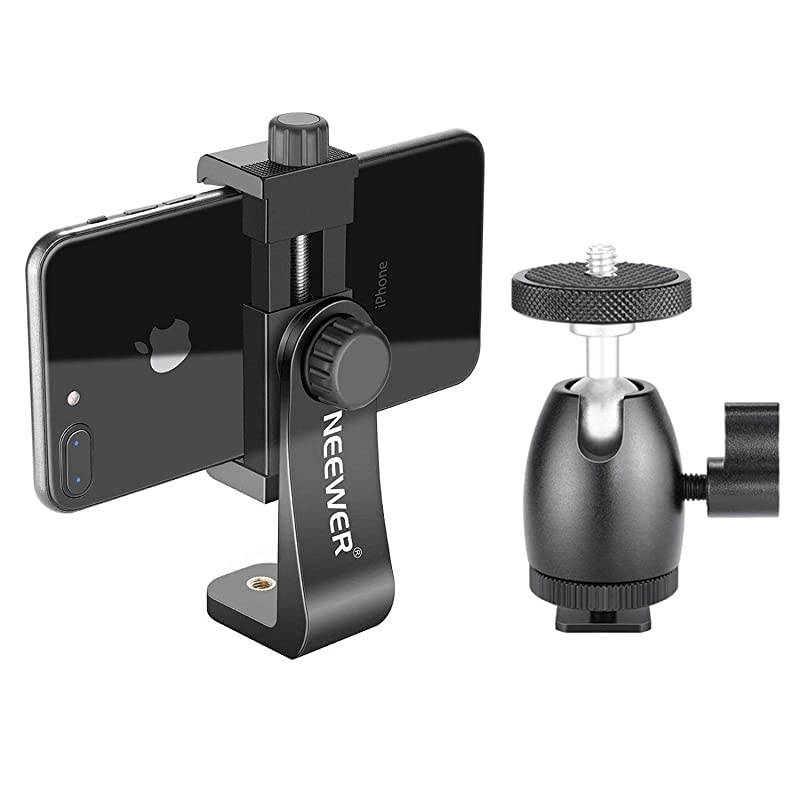 Cellphone Holder Clip Desktop Tripod Mount with Mini Ball Head Hot Shoe Adapter for 14inch and 18inch Ring Light and iPhone Samsung Huawei Smartphone Within 1939 inches Width