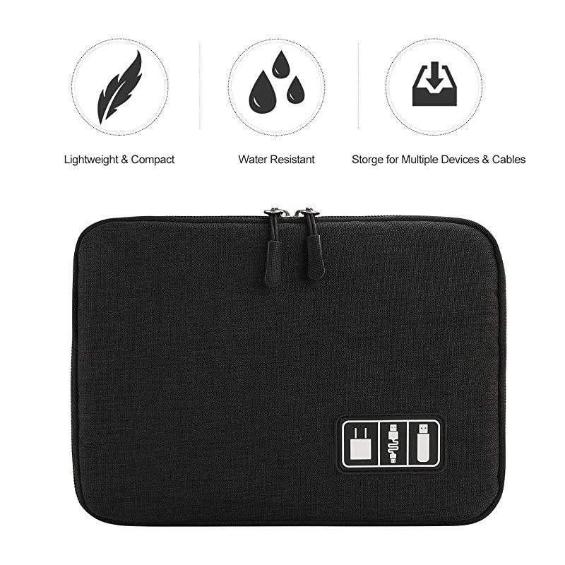 Electronics Organizer  Electronic Accessories Cable Organizer Bag Waterproof Travel Cable Storage Bag for Charging Cable Cellphone Mini Tablet Up to 79 and More All Black