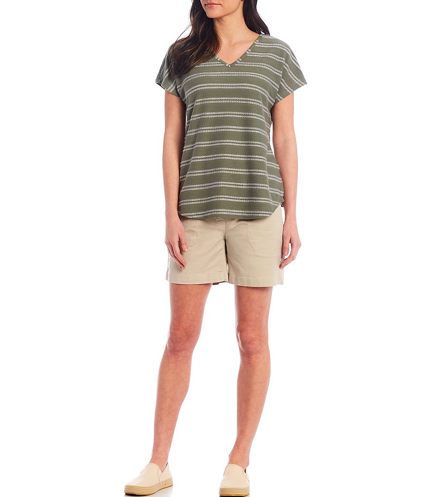 Westbound Short Sleeve Textured V-Neck Top