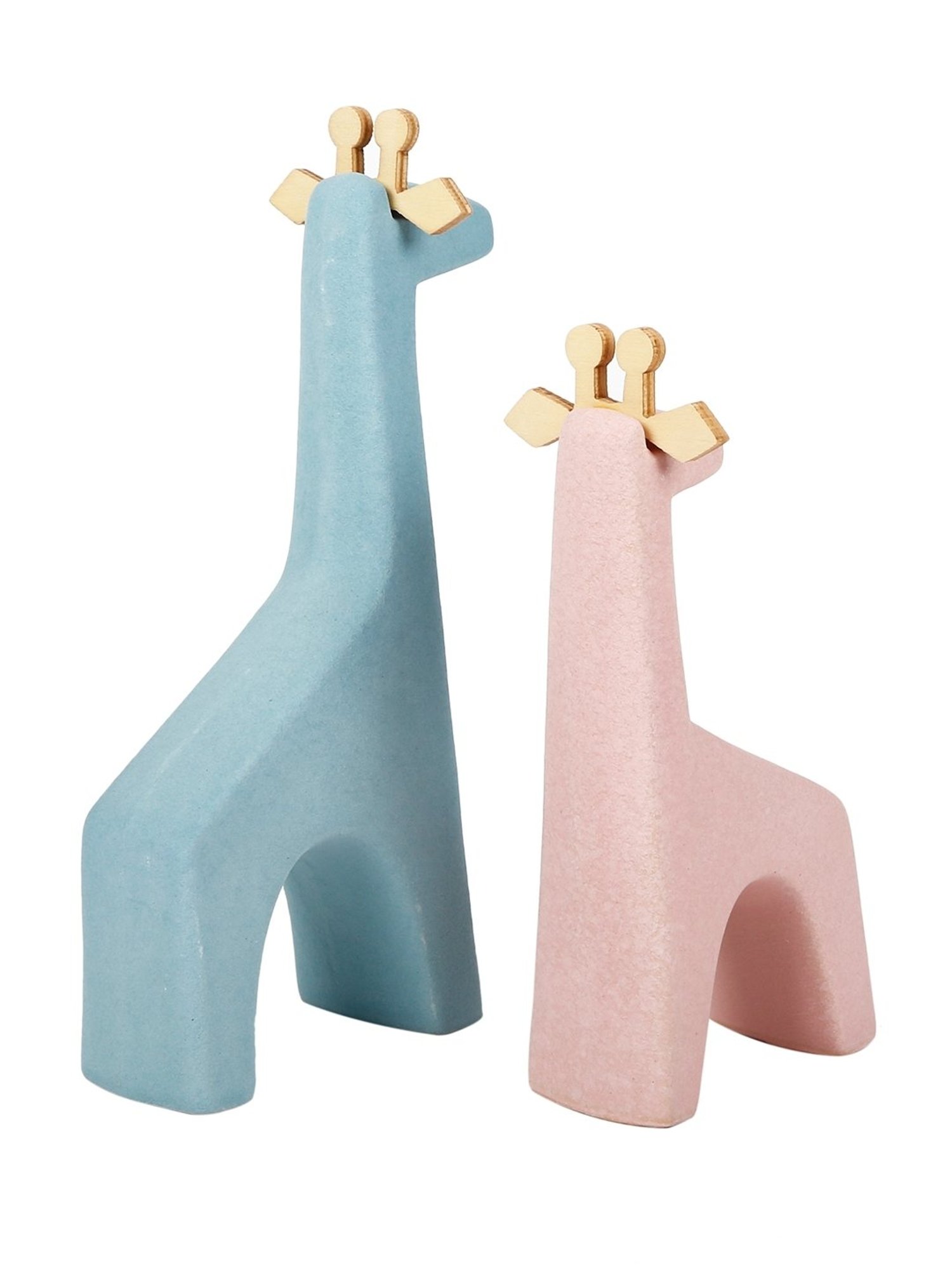 Tayhaa Blue & Lilac Polyresin Colourful Giraffes - Set of 2