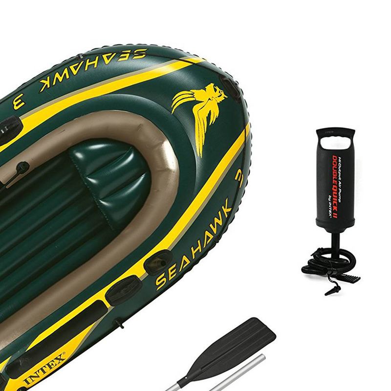 Intex Seahawk 3 Inflatable raft Set and 2 Transom Mount 8 Speed Trolling Motors