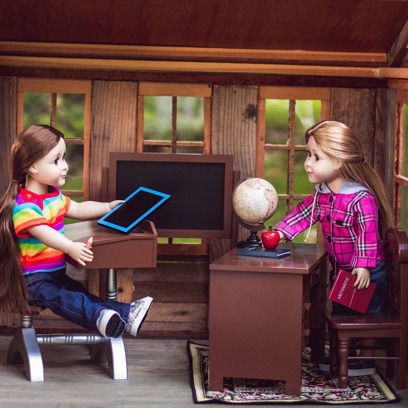 The Queen's Treasures 18 Inch Doll Furniture, 1930's Wooden Desk & 6pc School Accessory Set