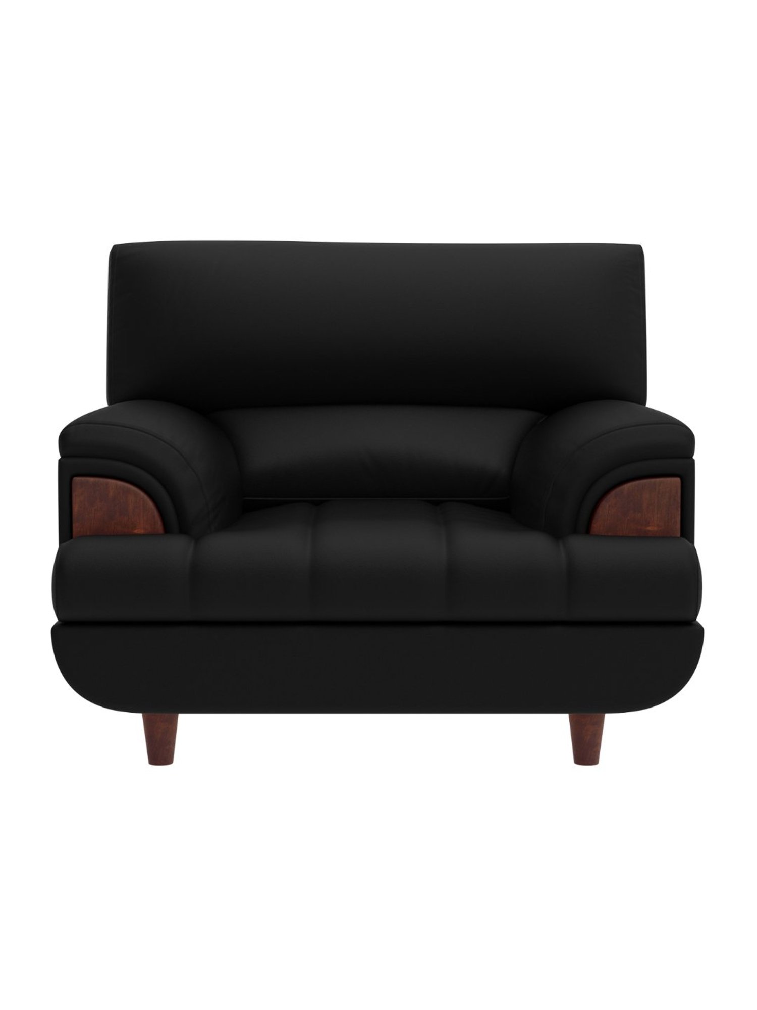 Godrej Interio Bayflow Black Leatherette 1 Seater Sofa