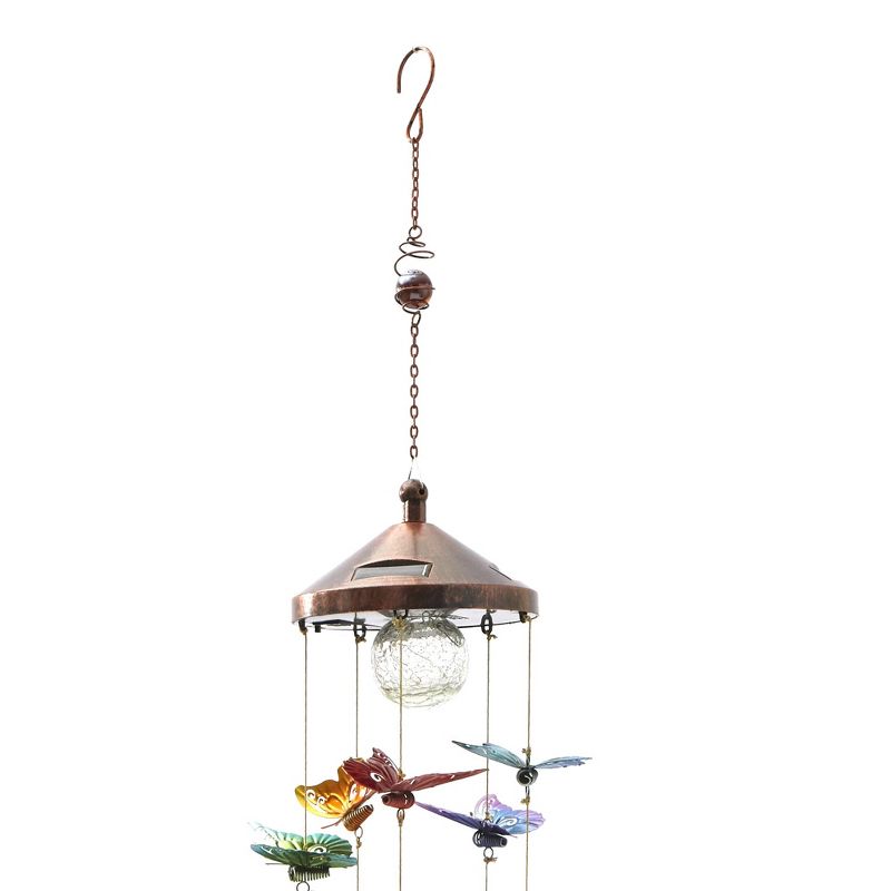 Lakeside Hanging Solar Lighted Butterfly Mobile with Crackle Glass Bulb