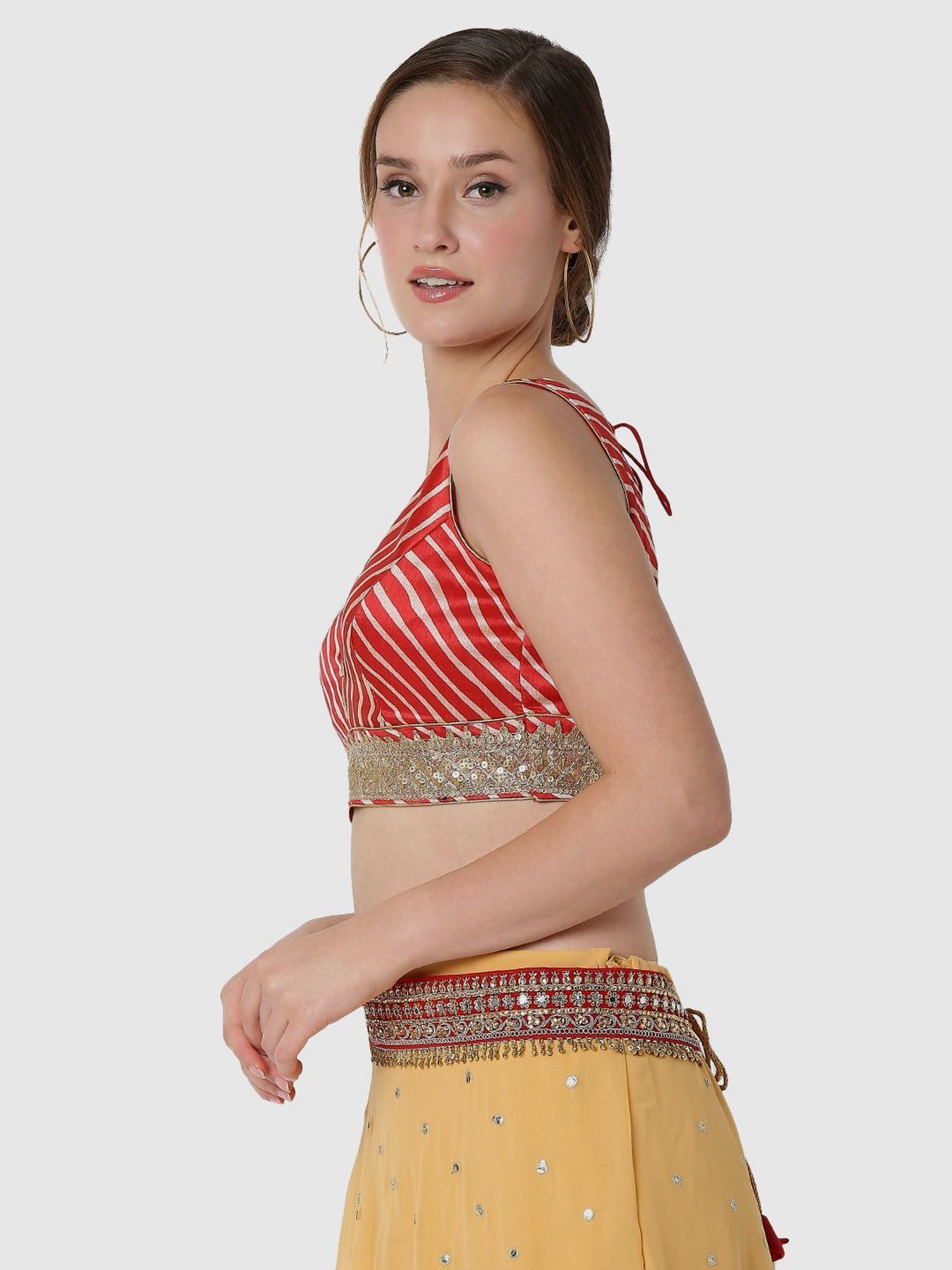 Salwar Studio Red Embellished Readymade Blouse