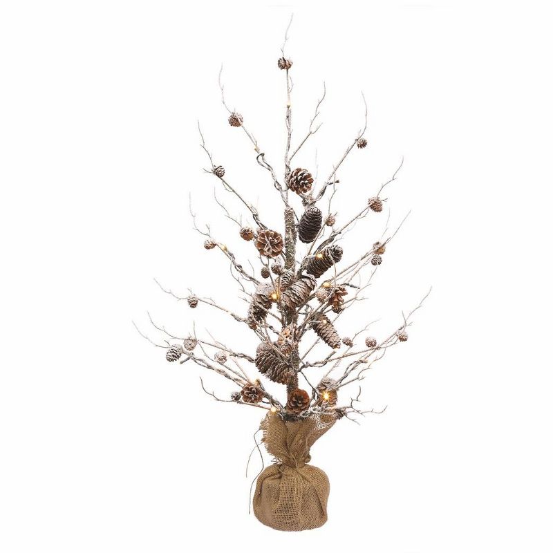 Napa Home & Garden 3' Pre-Lit Artificial Christmas Tree Frosted Pine Cone Twig - Clear Lights