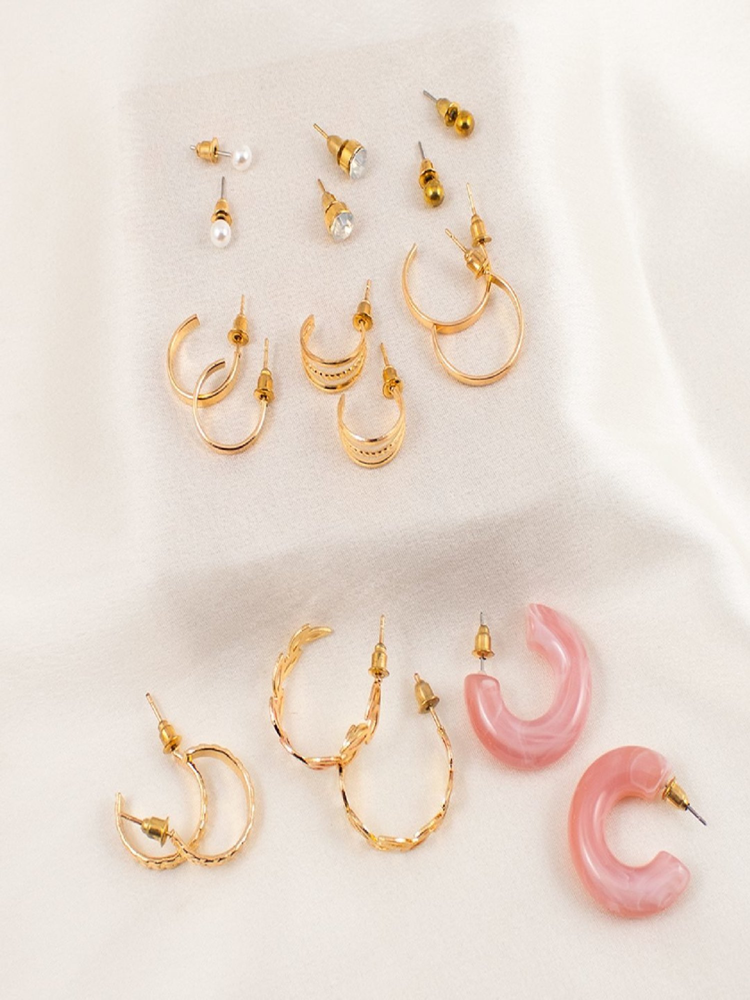 Jewelz Fashion Gold Hoop Earrings for Women Pack of 9