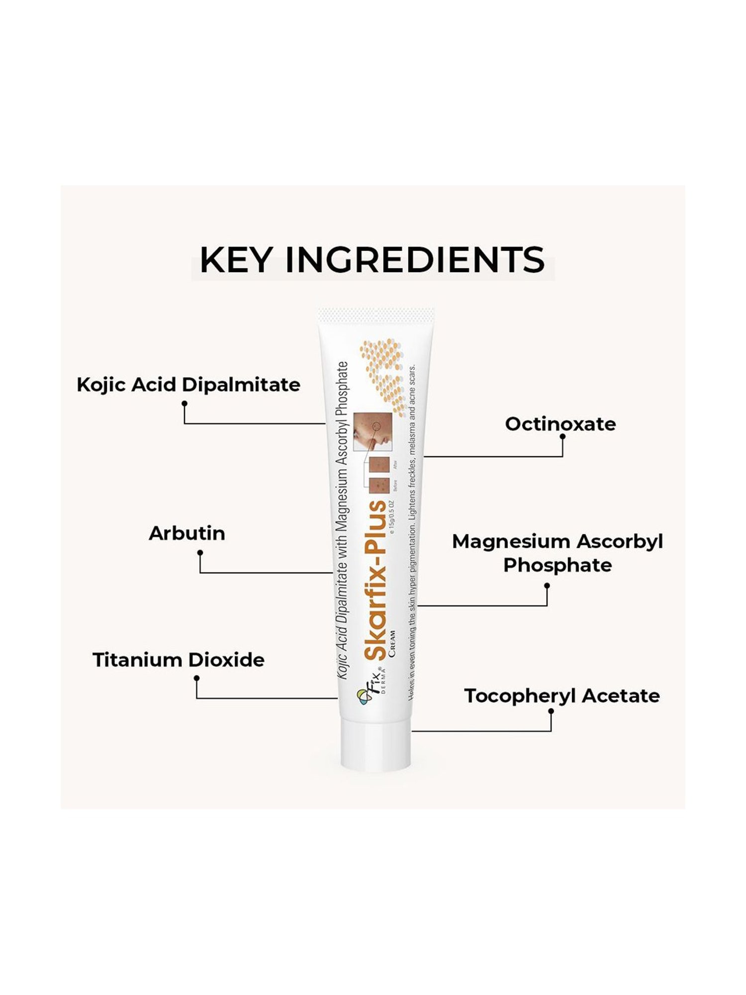 Fixderma Skarfix Plus Cream For Dark Spots, Melasma, Hyperpigmentation & Uneven Skin Tone - 15 gm