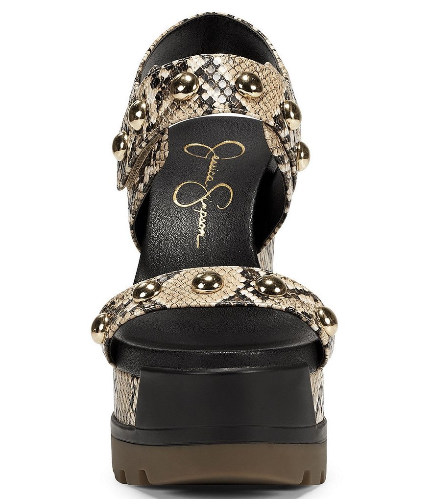 Jessica Simpson Baysie Studded Snake Print Platform Sandals