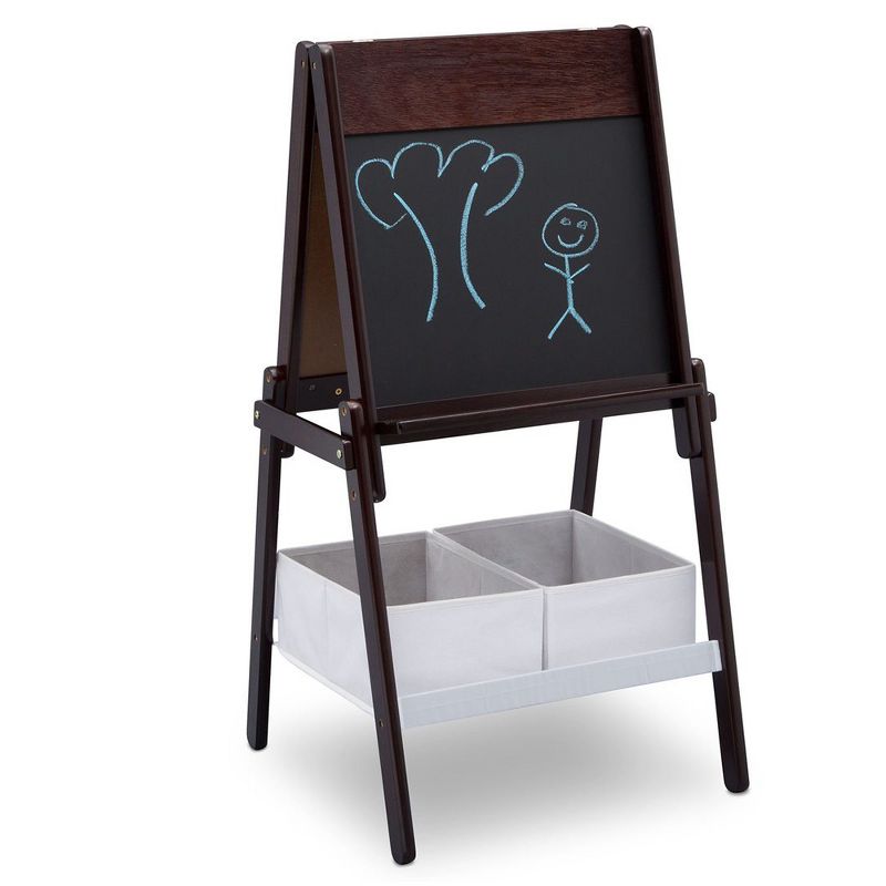 Delta Children MySize Wooden Double-Sided Easel with 2 White Storage Baskets, Dark Chocolate Brown
