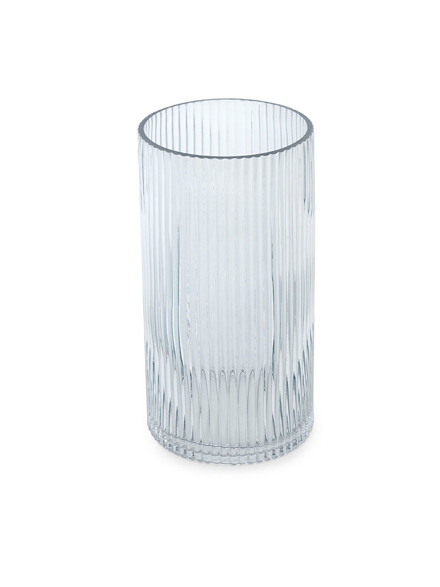 Pure Home and Living Blue Glass Ribbed Straight Vase