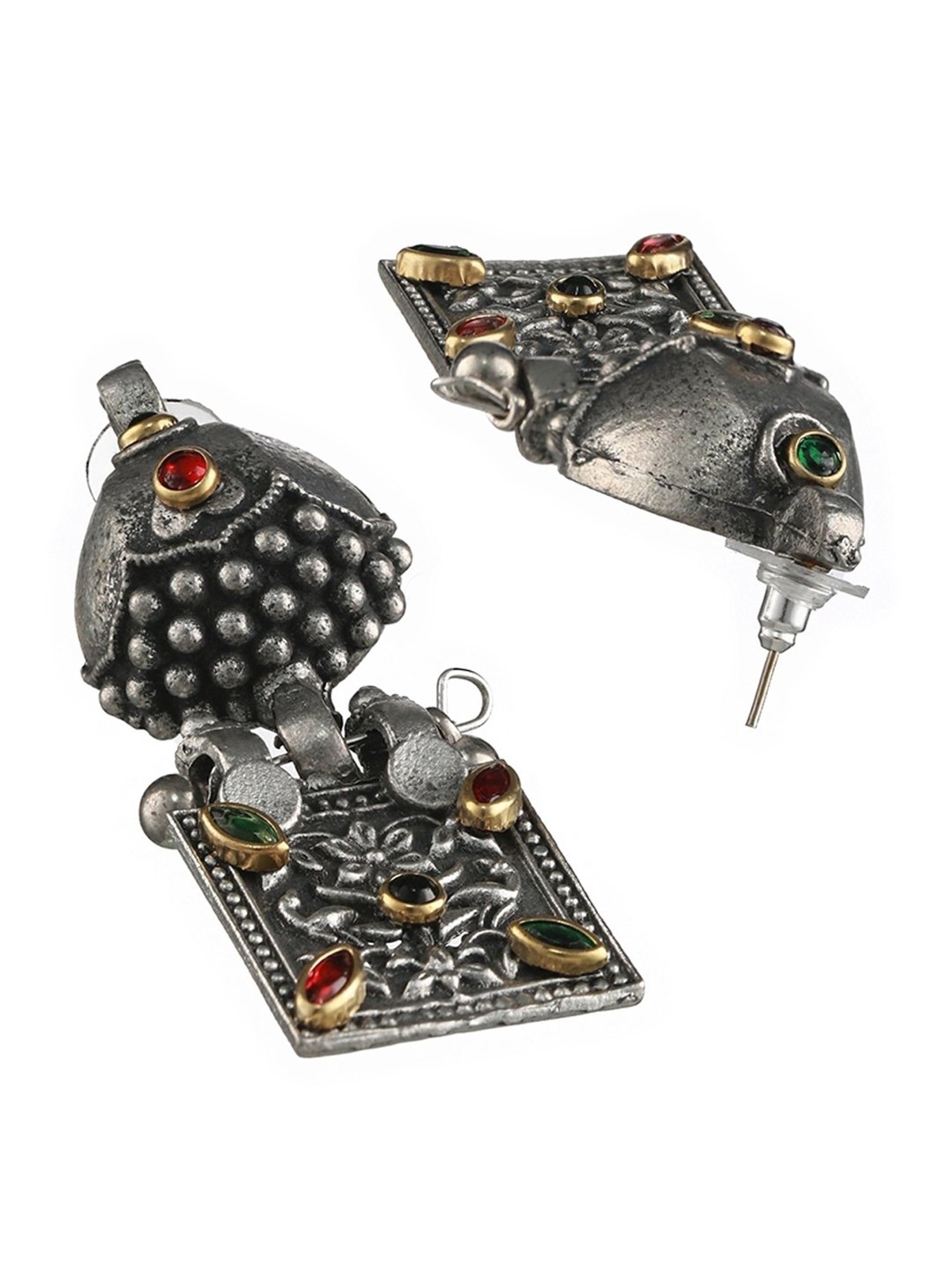 Aatmana Silver-Plated Kundan-Studded & Beaded Necklace & Earring Set