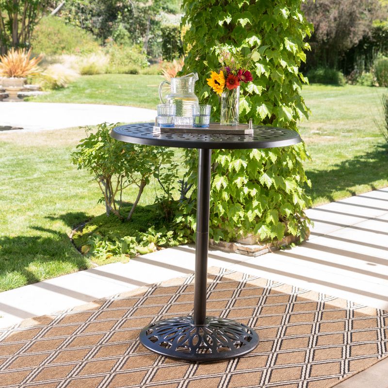 Arlana Round Cast Aluminum Bar Table - Shiny Copper - Christopher Knight Home