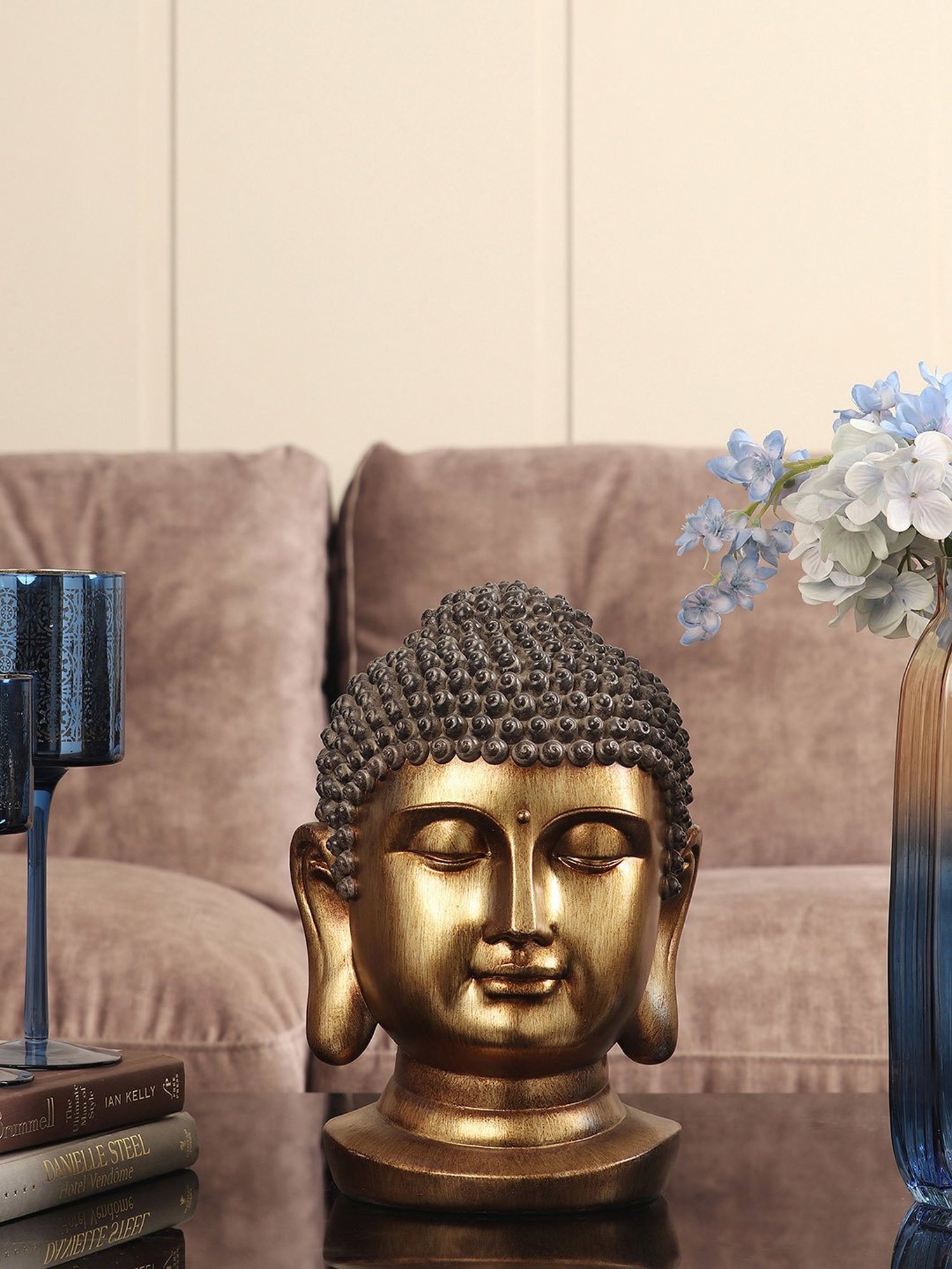 Pure Home and Living Gold Polyresin Textured Sculptures and Figurines