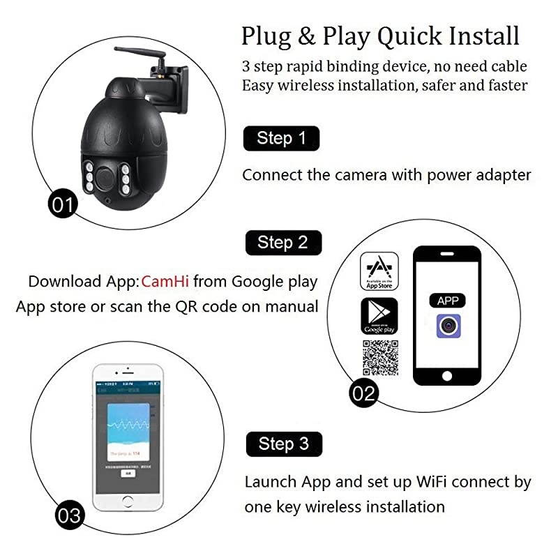 WiFi PTZ IP Camera 5X Optical Zoom Outdoor Security AI Humanoid Detection Auto-Tracking, Wirefree CCTV 2K P2P Camera with 2-Way Audio Onvif SD Card Slot IR 160ft