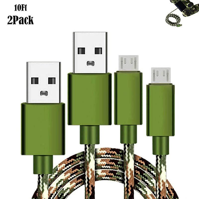 Charger Cable for PS4 Controller 2pack 10ft 21A Extra Long Micro USB Power Charging Cord for Sony Playstation 4 PS4 ProSlim DualShock 4 Microsoft Xbox One XS Elite Playstation4 Android