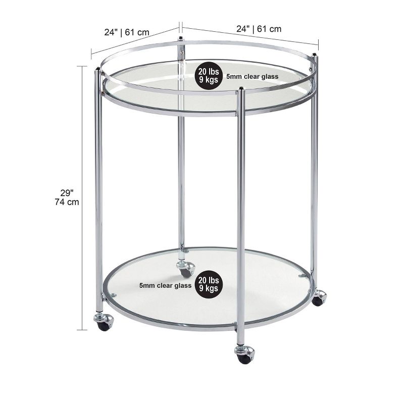 Veranda Round Bar Cart with Clear Glass Chrome - Studio Designs Home
