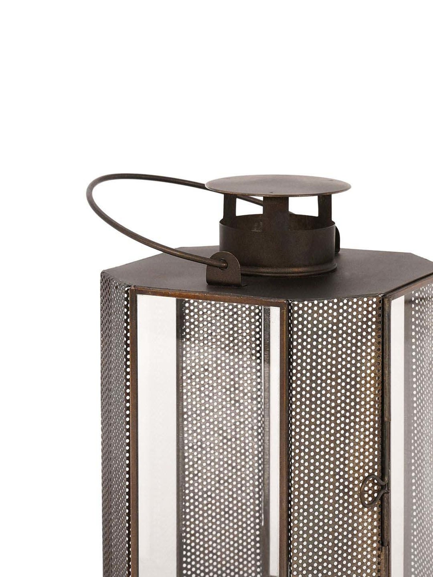 Pure Home and Living Brown Iron Antique Finish Lantern