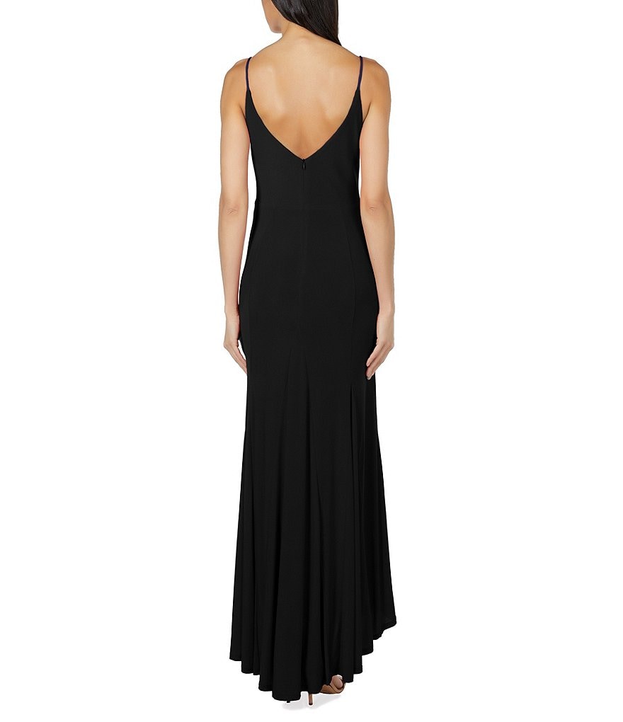 Jump Spaghetti Strap V-Neck with Side Slit Long Dress