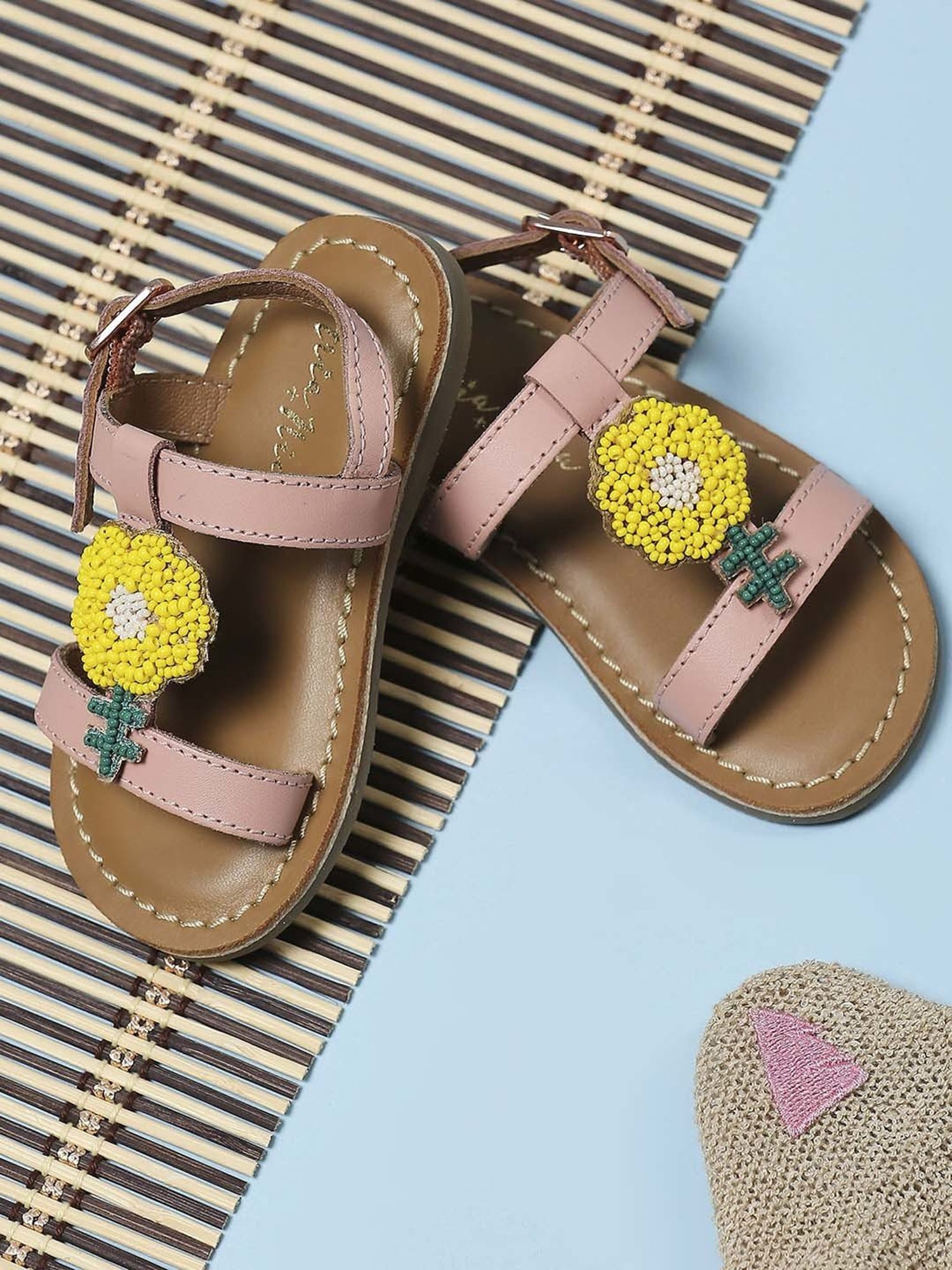 Aria Nica Kids Flower Pink & Brown Casual Sandals