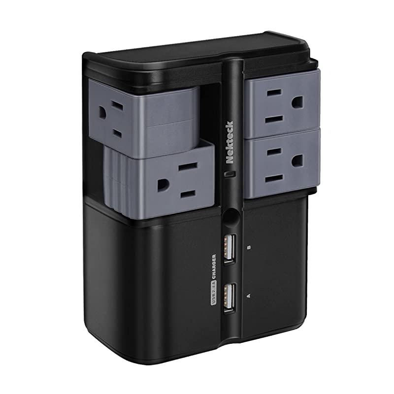 UL Listed Surge Protector Wall Tap Adapter 4 Rotating Outlets Plug with Dual USB 24A Charging Ports540 Joules Surge Suppressor for Travel or HomeOffice Use