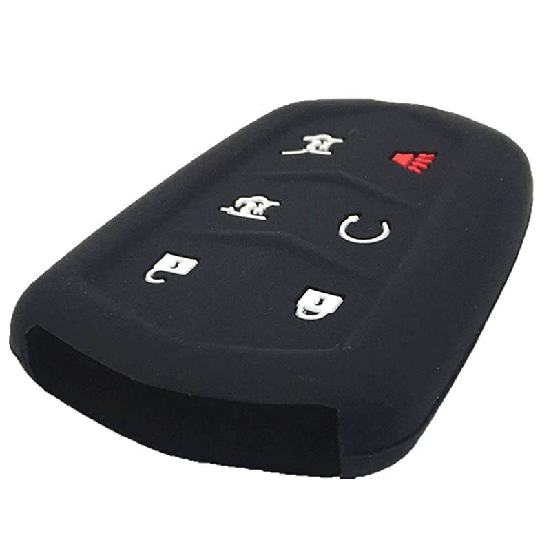 2 Black Silicone Key Fob Case Covers Jacket Skin Protector fit for Cadillac SRX