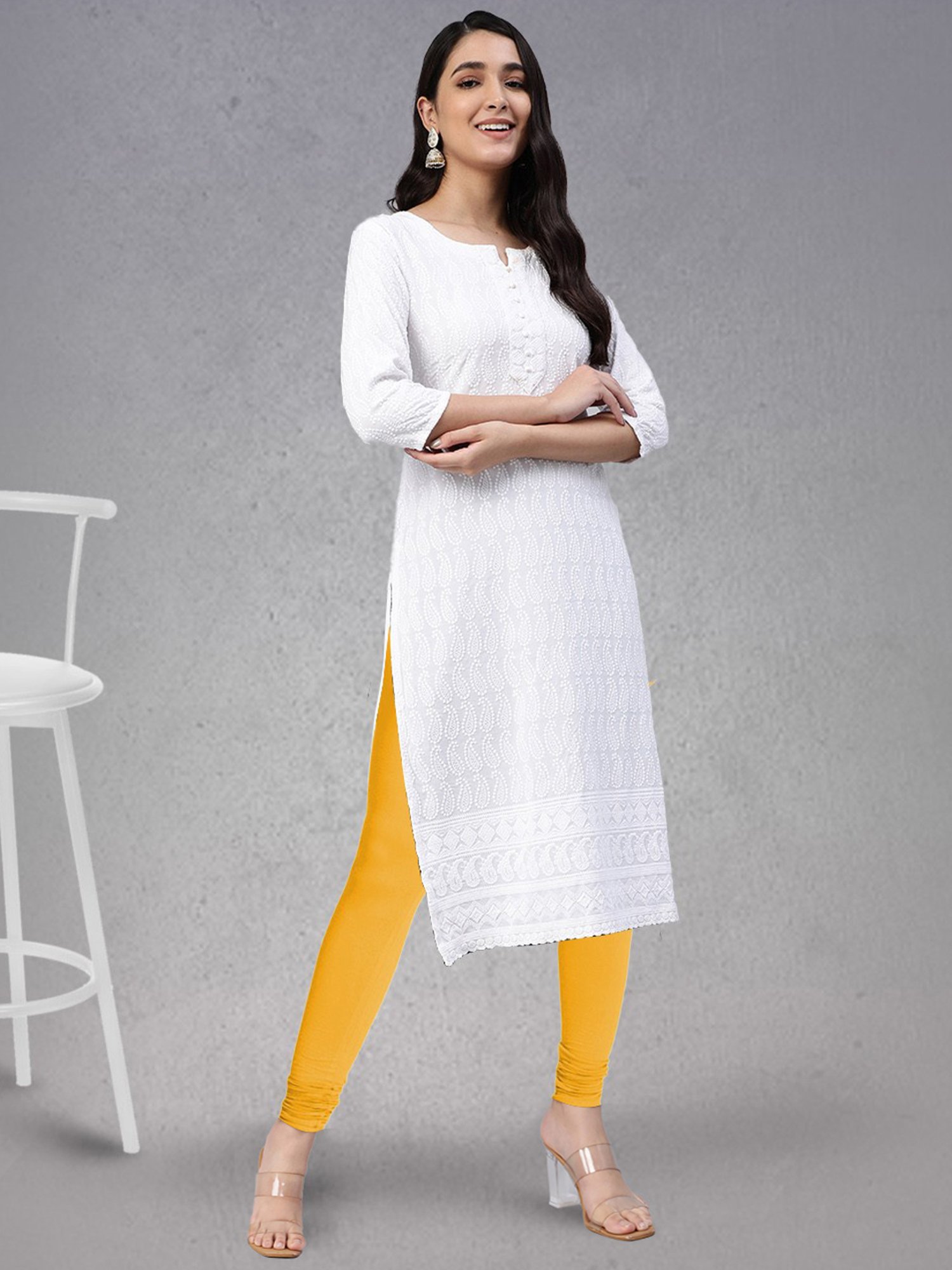 Lyra Mustard Cotton Full Length Leggings