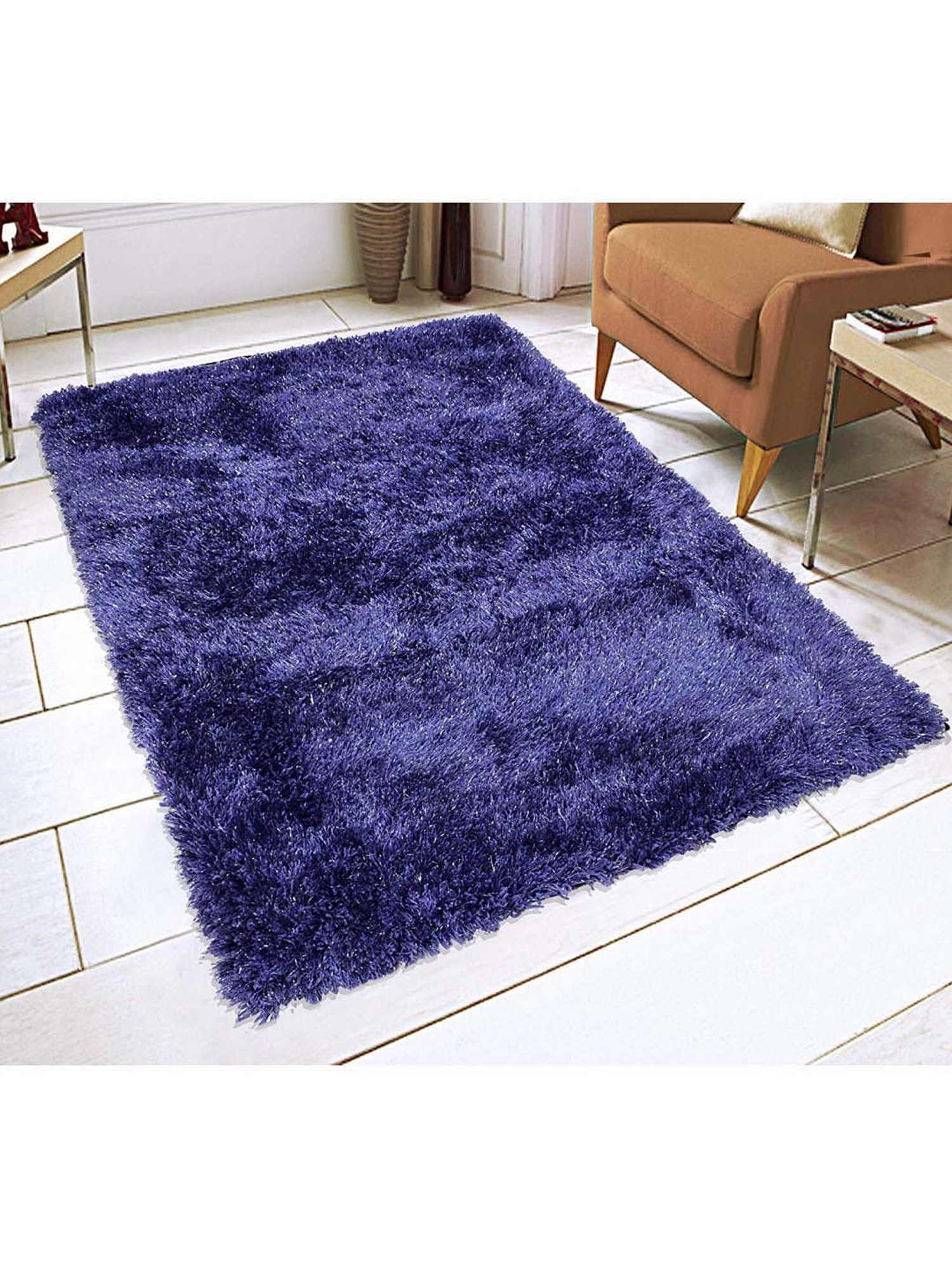 Saral Home Modern Blue Polyester Carpet - Set of 1