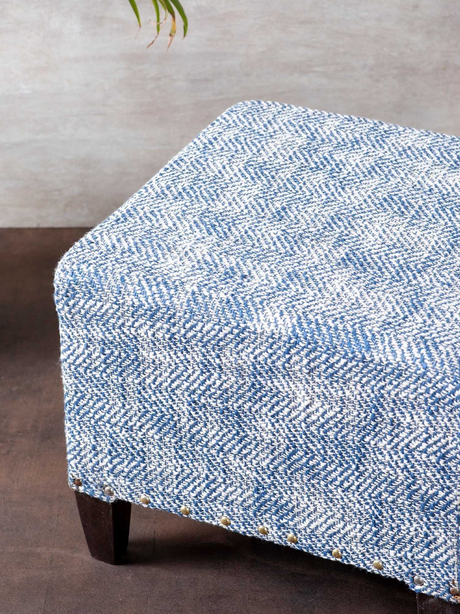 Nestroots Printed Blue Cotton Canvas Center Benche