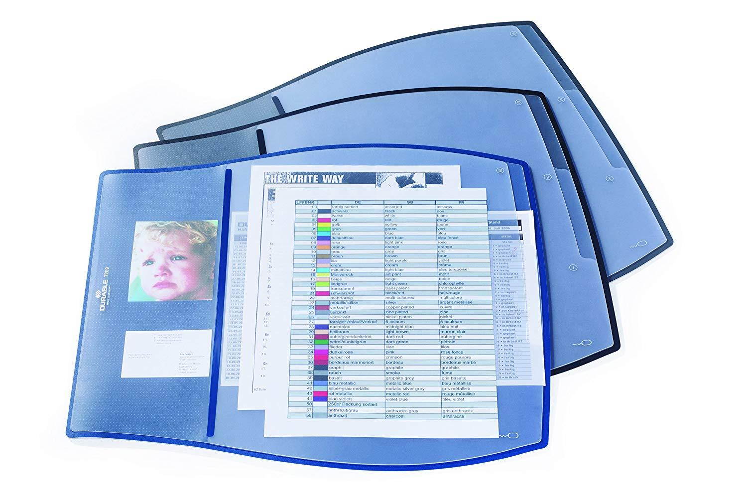 DURABLE Work Pad, Desk Pad with 3 Center and 1 Side Overlay, 15-1/4 x 17-1/4 Inches, Dark Blue (720907)