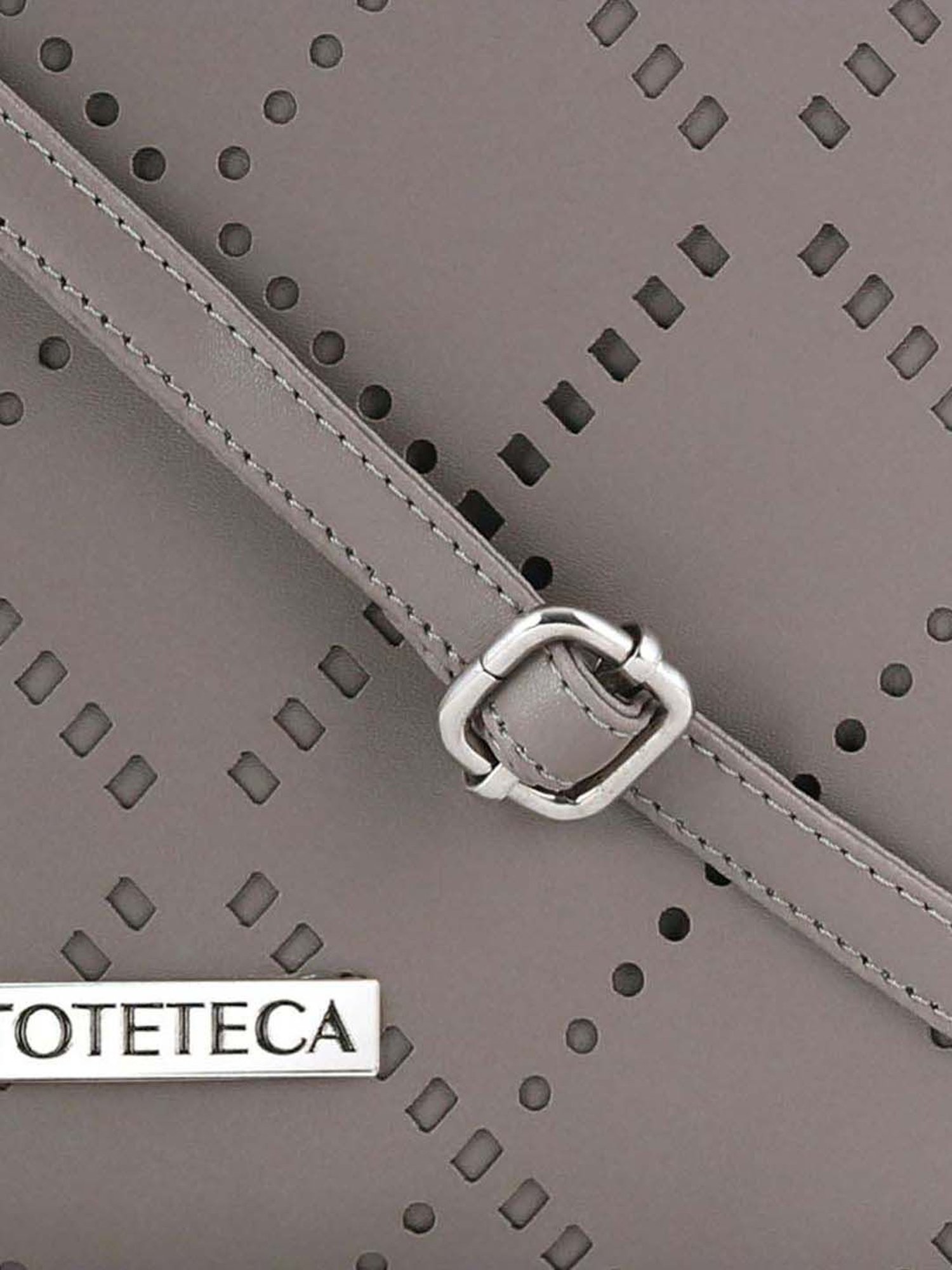 Toteteca Grey Cut Work Medium Sling Handbag