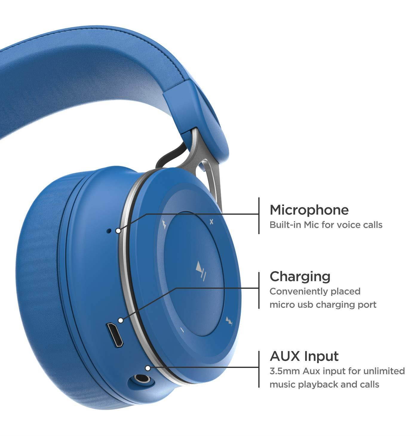 Thore Wireless Headphones for Kids with iPhone Compatible Connector (Apple MFi Certified) Lightning Audio Cable - Lightweight Bluetooth Childrens Earphones, On Ear Adjustable Best Fit - Azure Blue