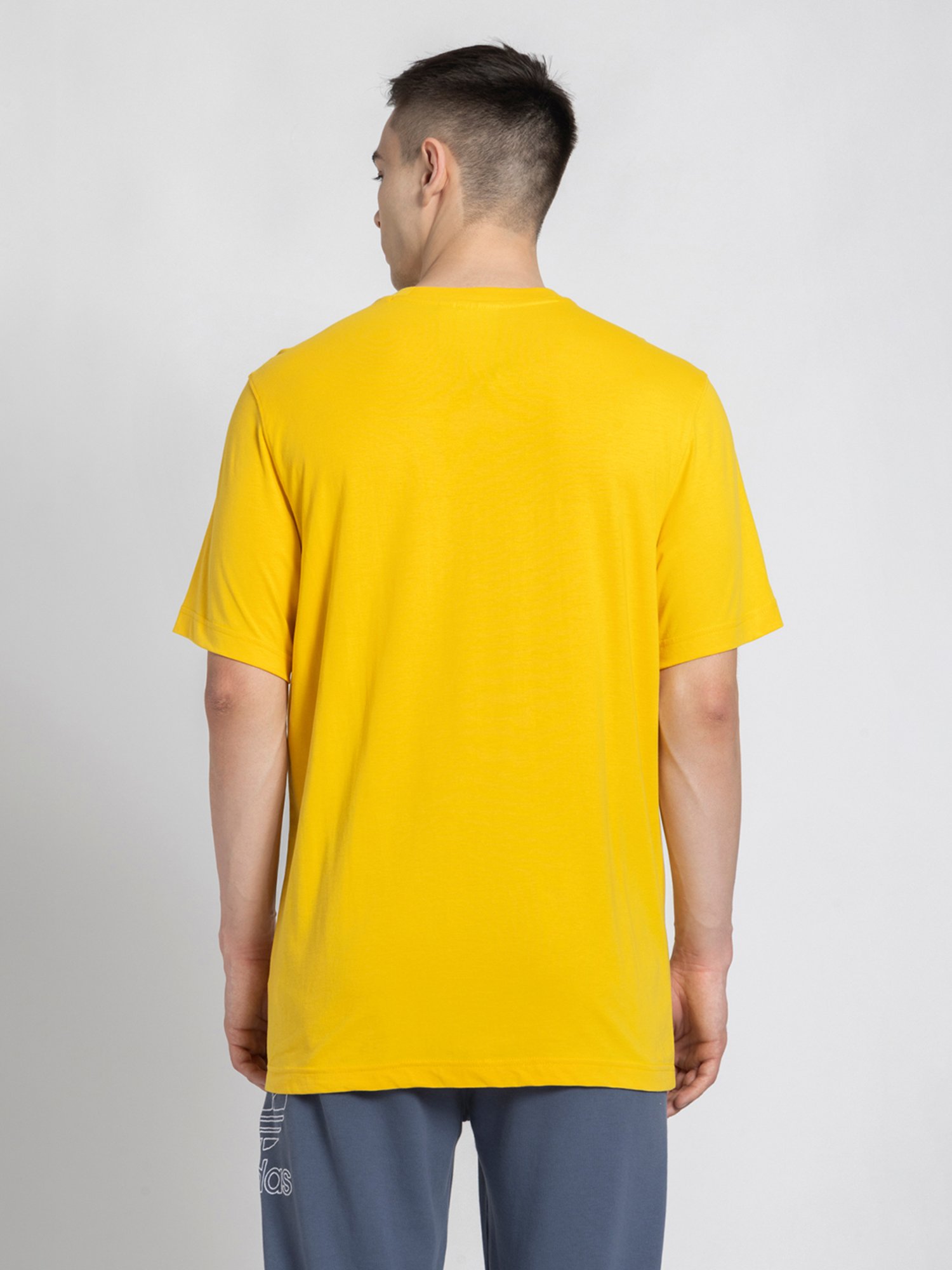 Adidas Originals Yellow Regular Fit Cotton Trefoil Crew T-Shirt