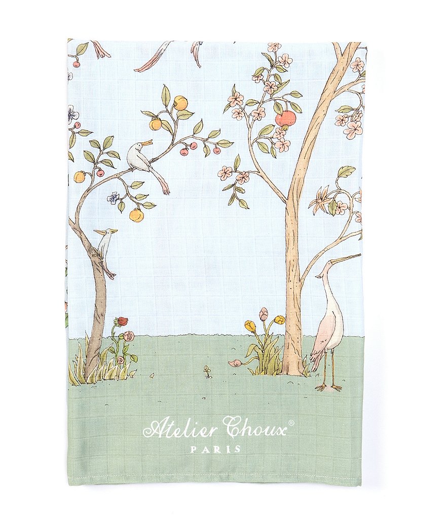 Atelier Choux Paris Baby Organic Cotton In Bloom Swaddle Blanket with Gift Box