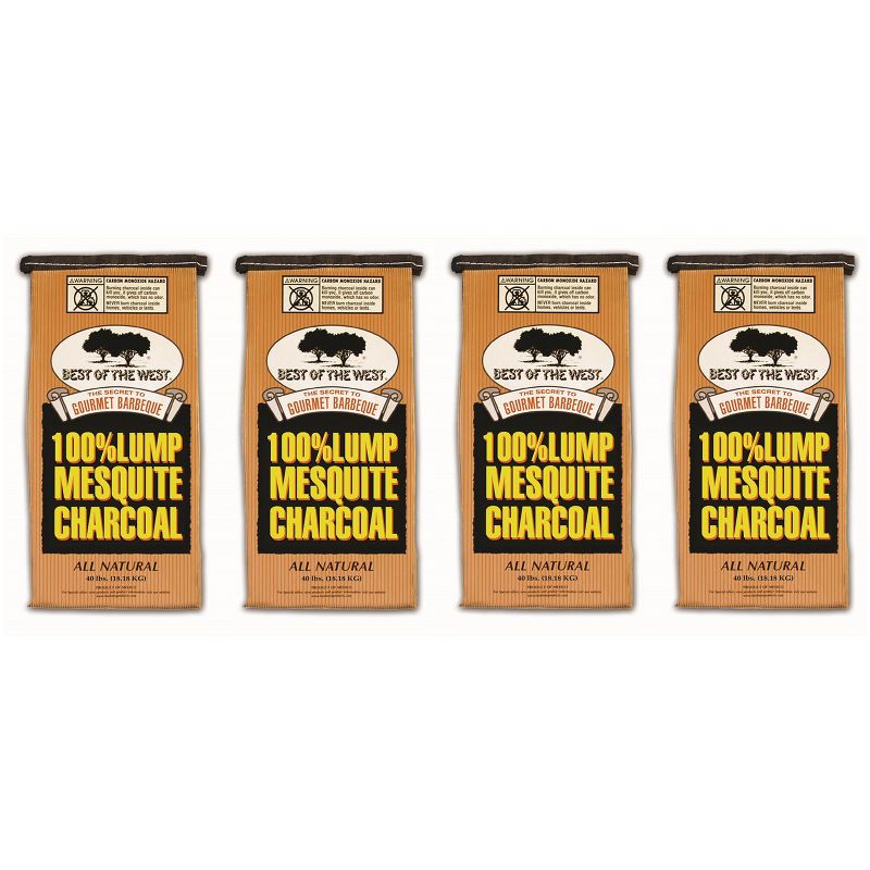 Best of the West Premium Mesquite Natural Hardwood Lump BBQ Grill Smoker Charcoal Briquettes, 40 Pounds (4 Pack)
