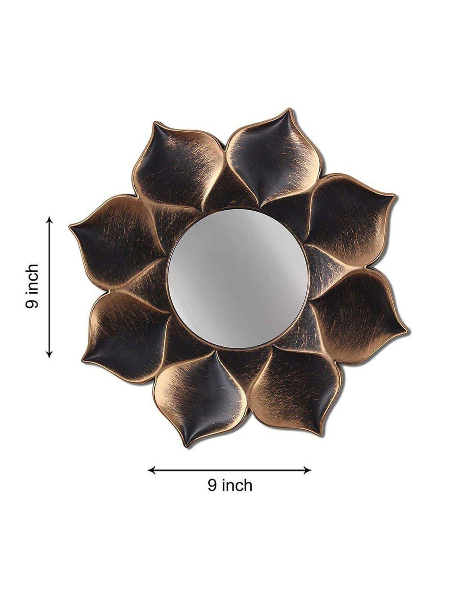 Art Street Brown Plastic Lotus Petal Decorative Wall Mirror - Set of 2
