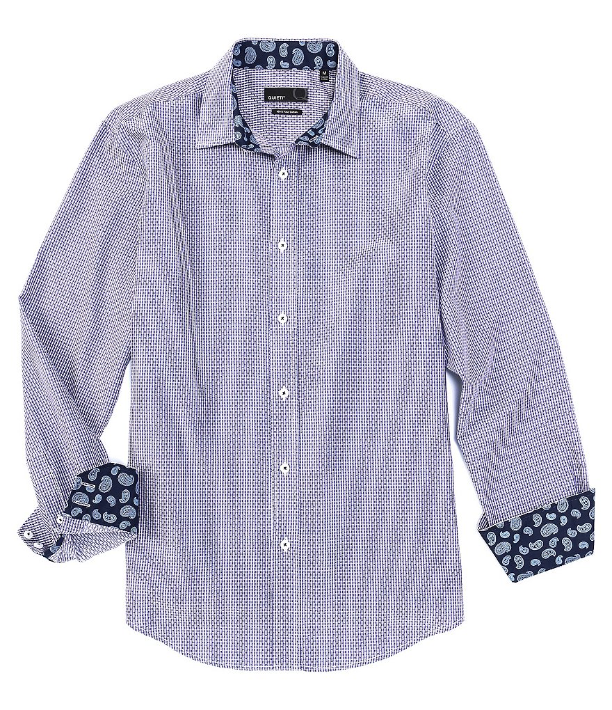 Quieti Geo Jacquard Long-Sleeve Woven Shirt