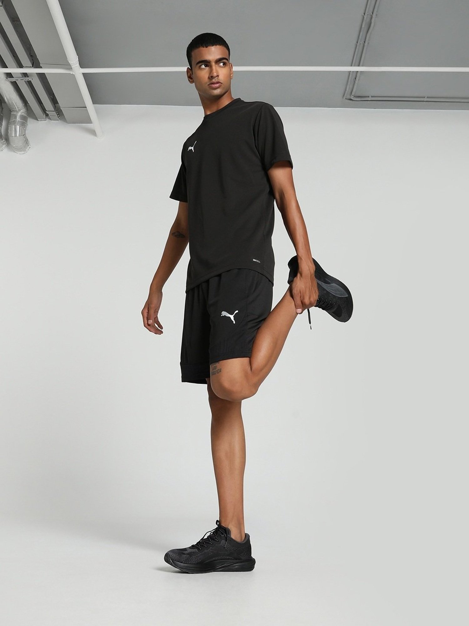 Puma teamRISE Football Black Regular Fit Logo Printed Jersey