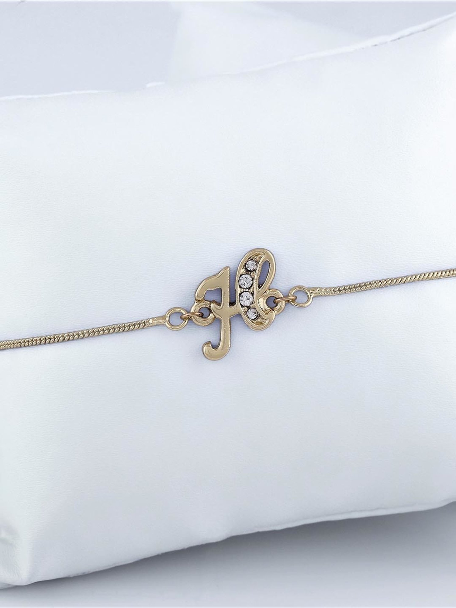 Estele Gold-Plated H Initial Bracelet with Crystals for Women