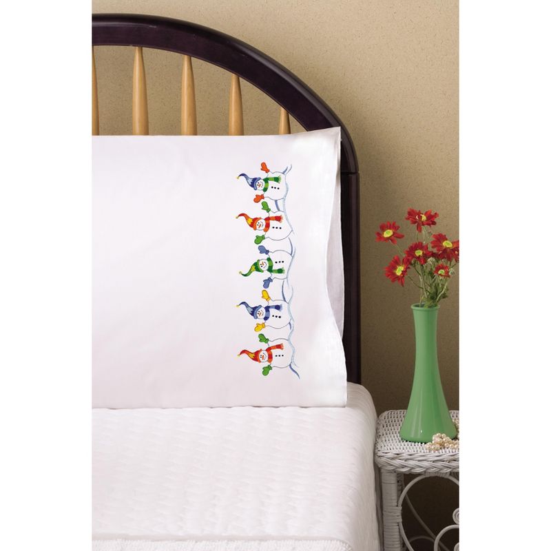 Tobin Stamped For Embroidery Pillowcase Pair 20"X30"-Snowman Row