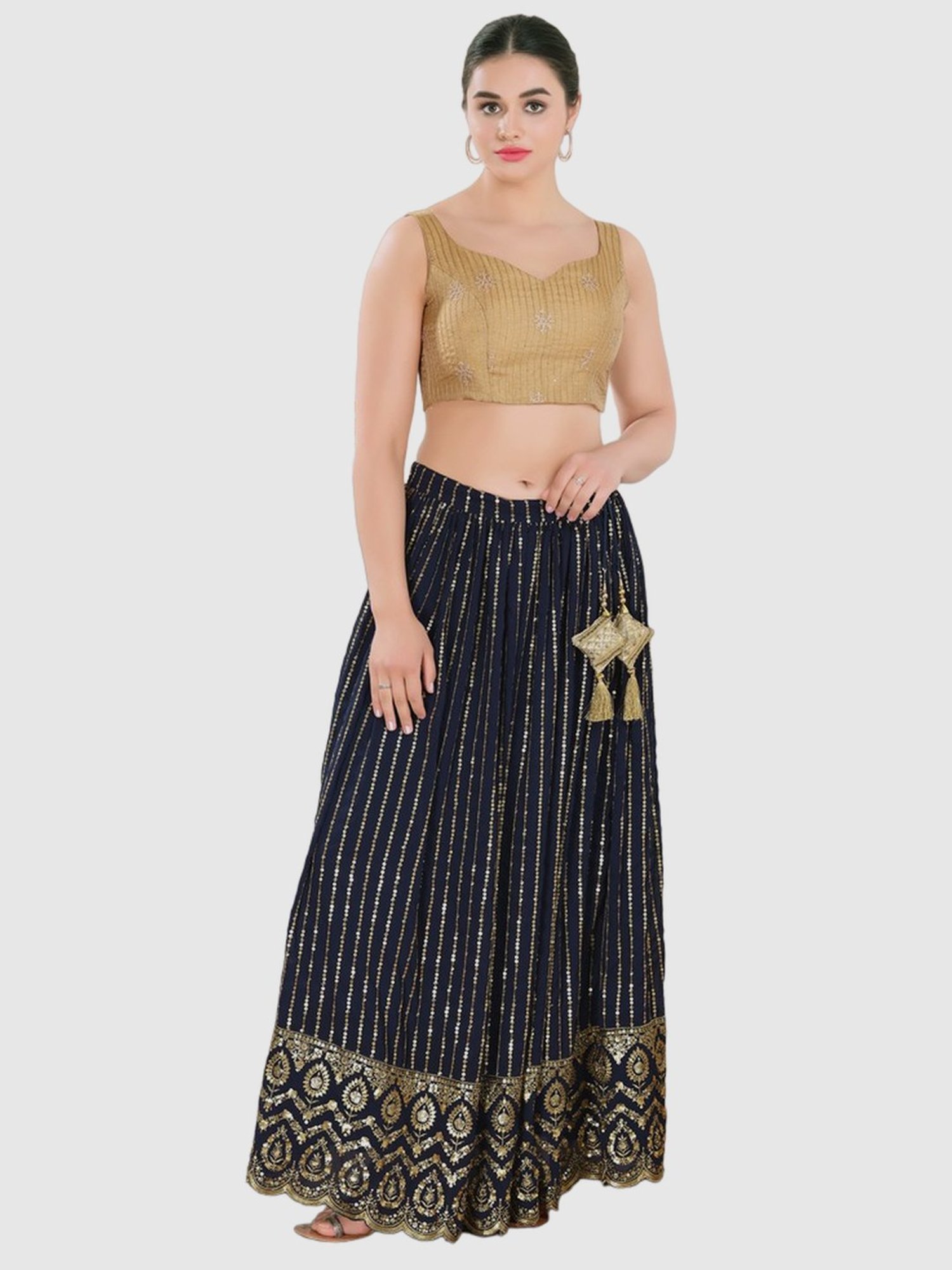 Salwar Studio Beige Embroidered Blouse