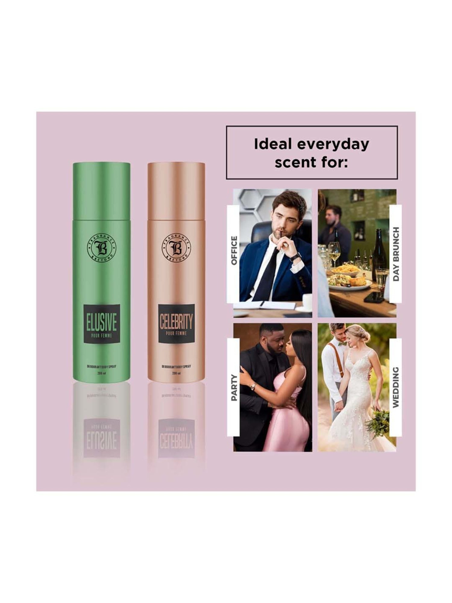 Fragrance & Beyond Elusive and Celebrity Deodorant Body Spray for Women Pack of 2