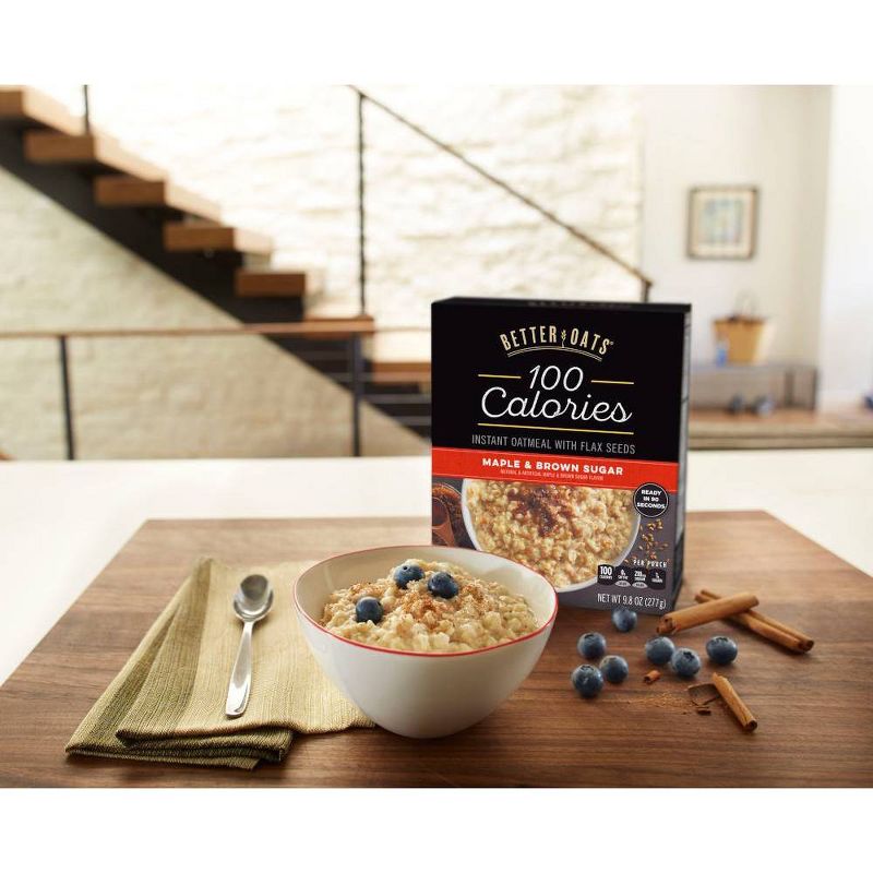 Better Oats 100 Calories Maple & Brown Sugar Whole Grain Instant Oatmeal with Flax - 10ct